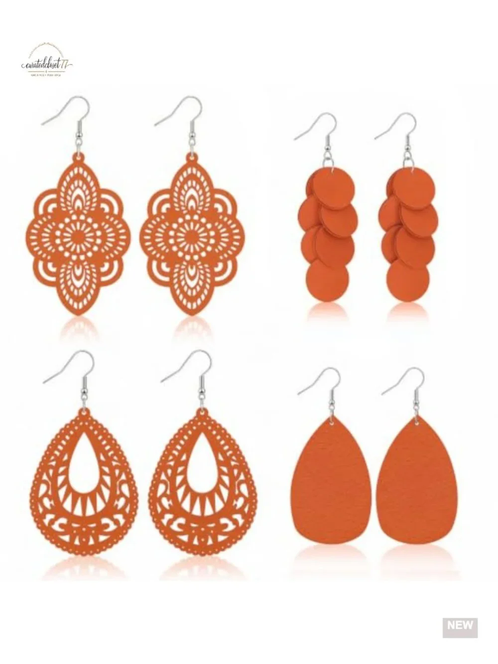 Boho Wood Dangle Earrings, Lightweight Laser Cut Geometric Drop Earrings,